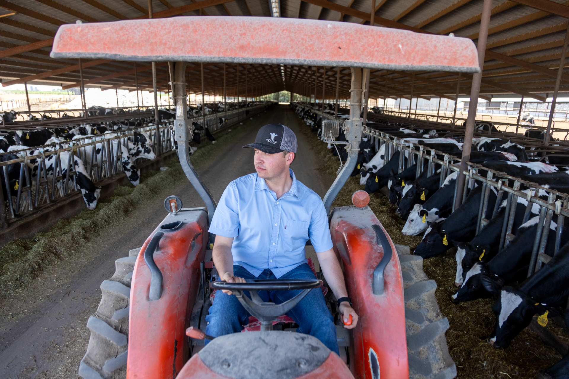 Man driving tractor