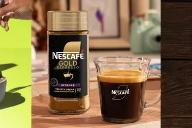 Vital Pursuit meal, Nescafe Gold Espresso, and Purina One dog food