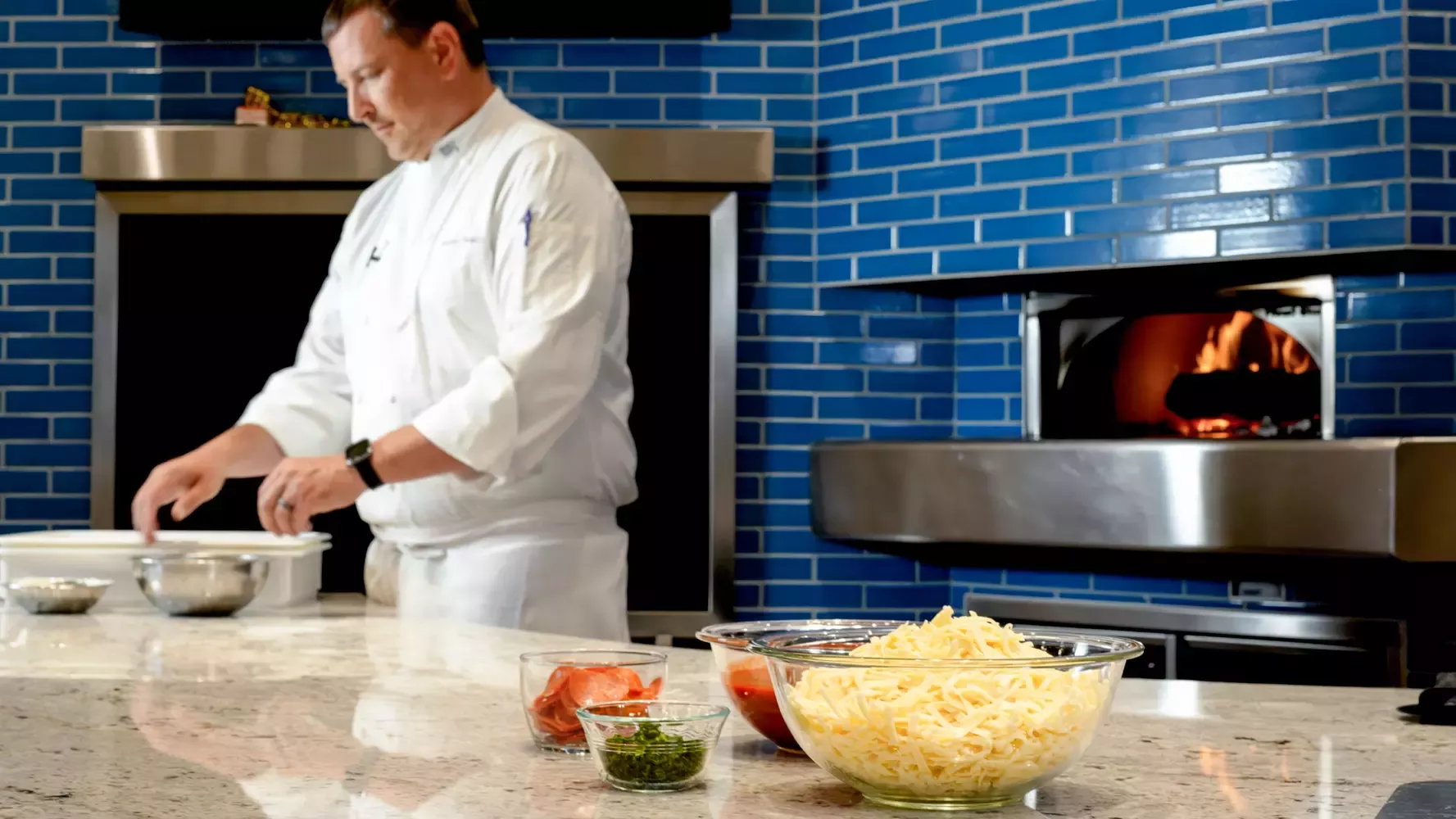 Chef preparing ingredients