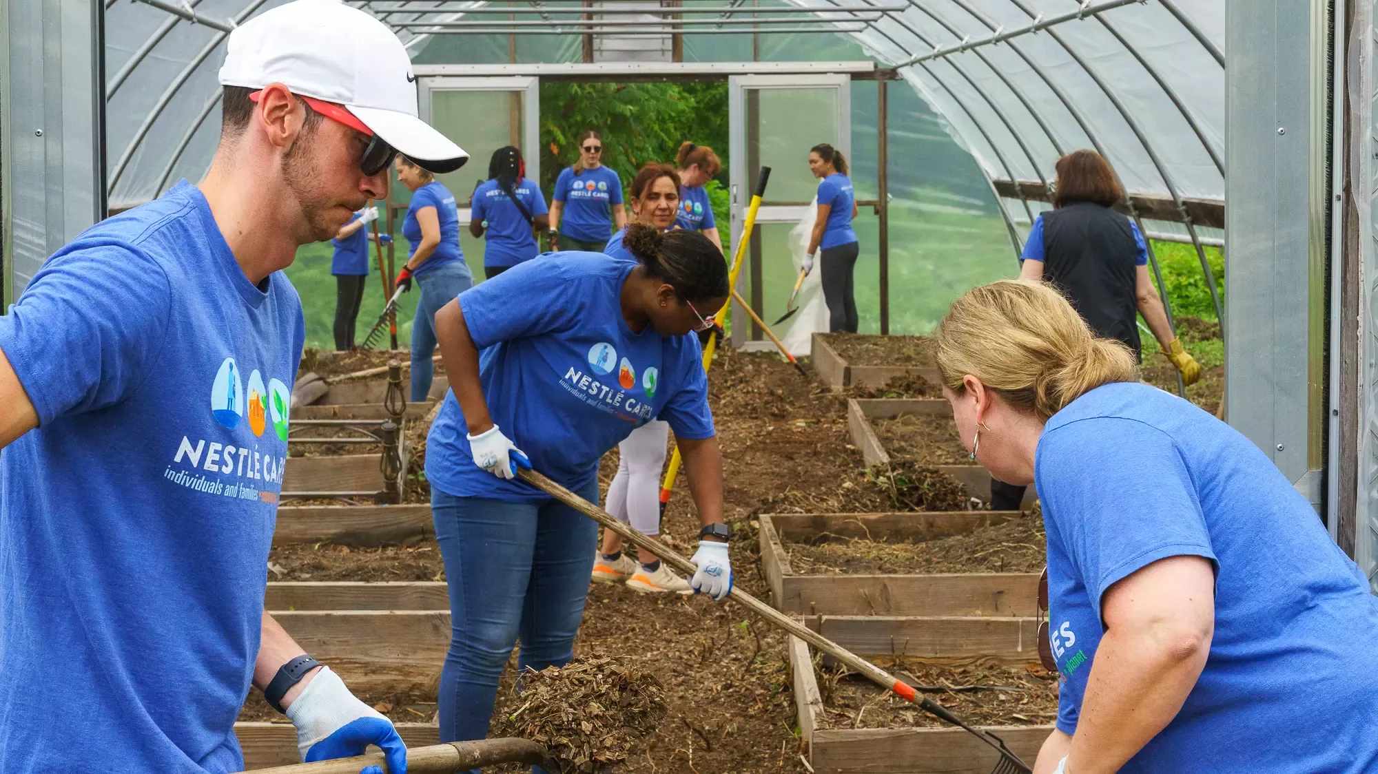 Nestlé employees and community members volunteer at Rid-All Green Partnership