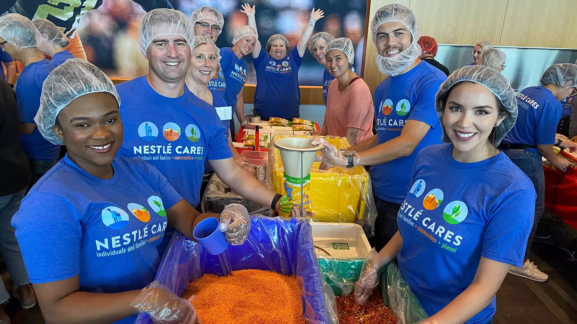 Volunteers at a food bank