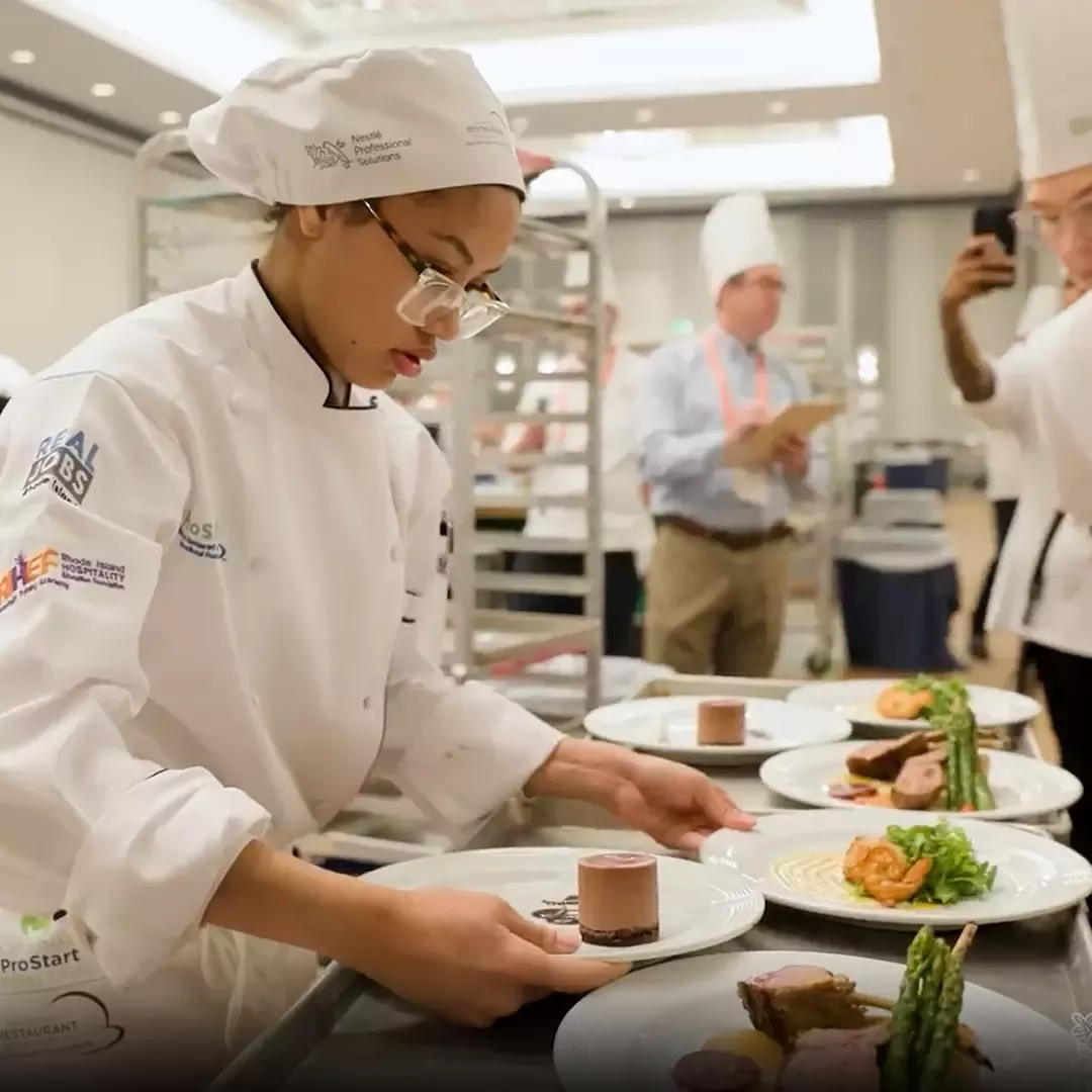 Student chef cooking